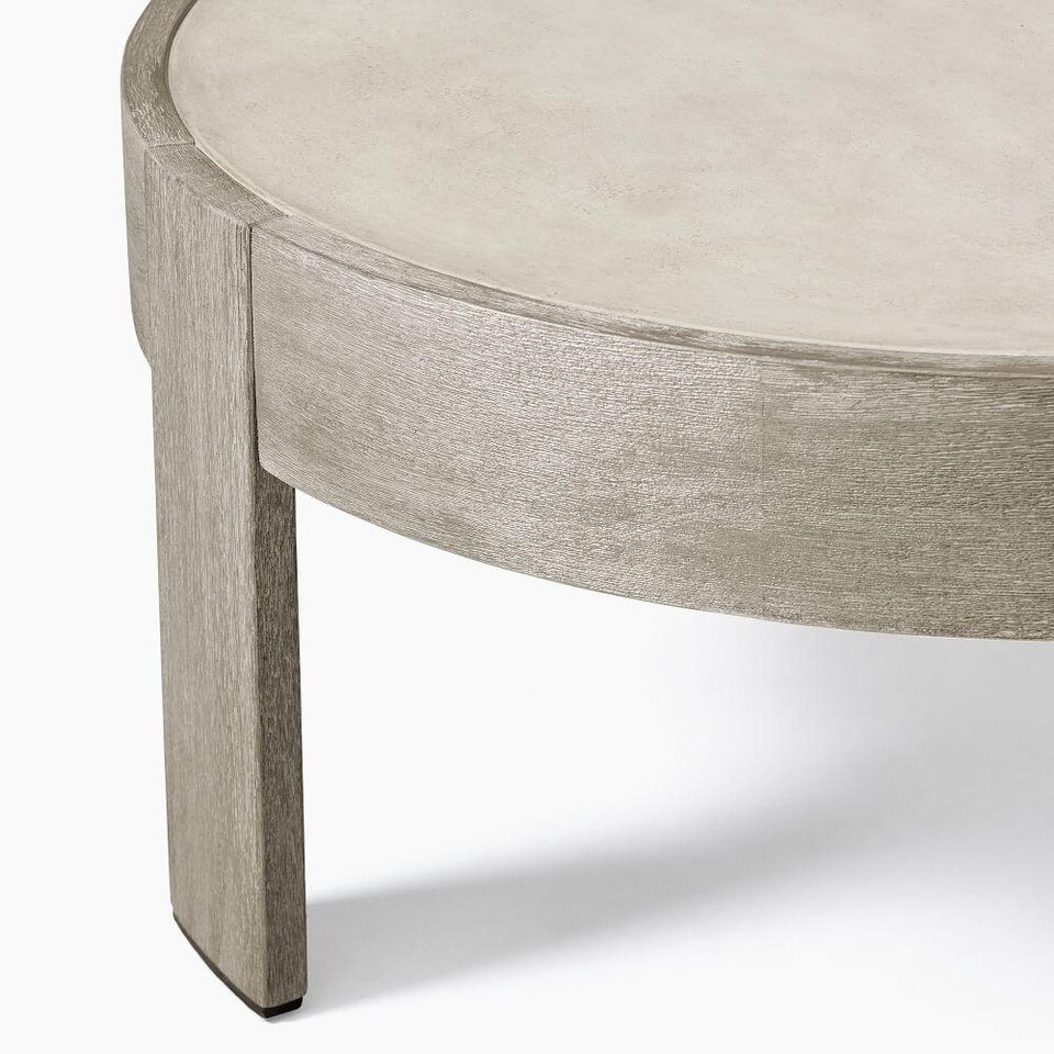 Portside Outdoor Round Concrete Coffee Table Weathered Grey west